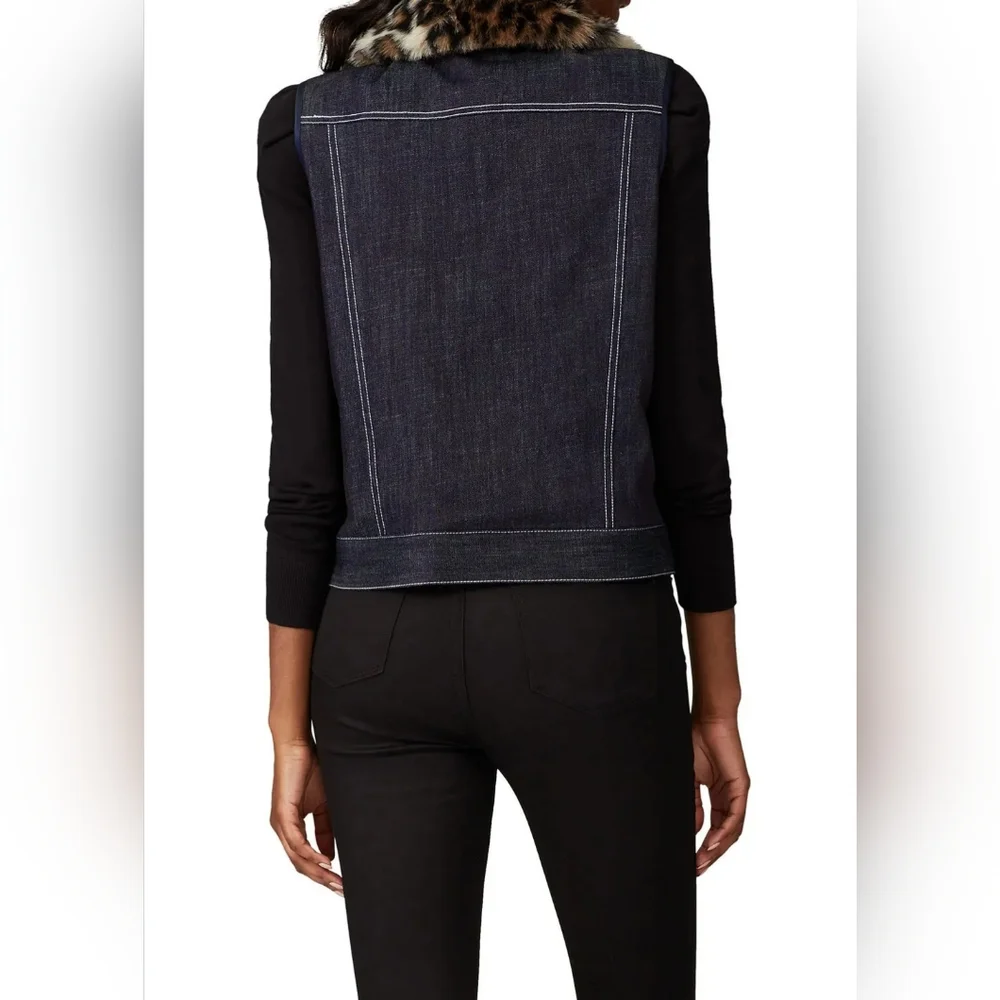 Harvey Faircloth Denim Vest with Faux Fur Collar size Medium - Picture 9 of 12